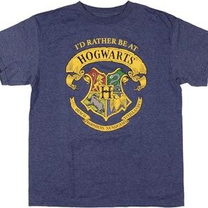 Kid's Harry Potter "I'd Rather Be At Hogwarts" Crest T-Shirt / Size S (8)